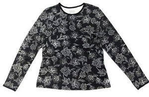 Women's Swim Shirts Rash Guard Long Sleeve UV Protection Black & White Hang Ten - Picture 1 of 5
