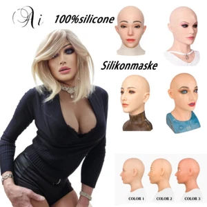 Maschera Realistica Donna Silicone Copricapo Maschere Viso per Travestito Drag Queen   - Foto 1 di 32