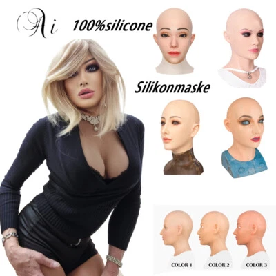 Realistic Silicone Female Mask Headwear Face Masks for Crossdresser Drag Queen   - Bild 1 von 4