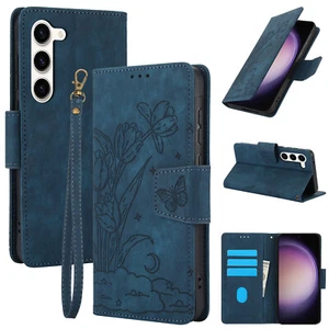 Funda con soporte para tarjeta tipo folio de cuero PU en relieve para Samsung Galaxy S25 Ultra/S24/S23 - Imagen 1 de 17