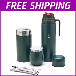 High-Quality Yerba Mate Gourd Set: Thermos, Bombilla & Cleaning Brush Included - Picture 1 of 9