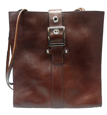 WILSON'S LEATHER~A+ COND!!~ITALIAN TEXTURED LEATHER DARK BROWN MESSENGER BAG - Image 1 of 4