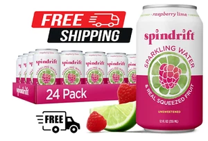 Spindrift Sparkling Water, Raspberry Lime Flavored, 12 Fl Oz Cans, Pack of 24 - Picture 1 of 6