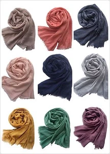 Ladies Plain Scarves Large Size Light weight Super Soft cotton Feel Hijab - Picture 1 of 15