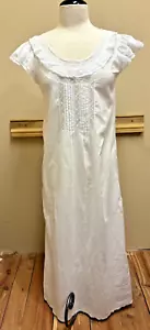 VTG Liliana Panconesi Firenze 42 Pintuck Lace Long Cotton Nightgown SZ S Cottage - Picture 1 of 13