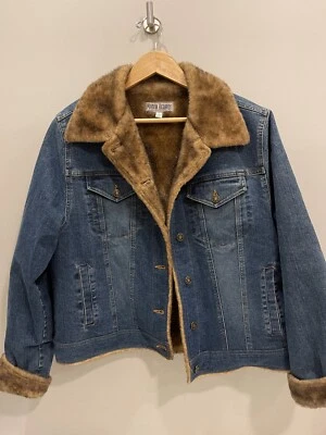 Chaqueta vaquera de mezclilla para mujer Marvin Richards marrón forrada de piel sintética talla XL Foto 1 de 3