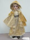 12 1/2" German Bisque Girl w/Antique Clothing (as is), Original Mohair Wig   #L