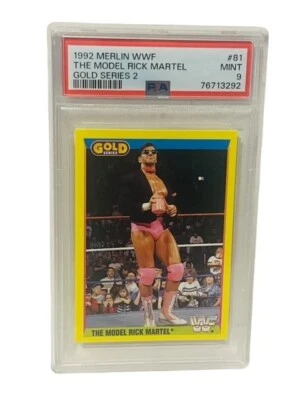 Model Rick Martel RC WWF Wrestling Card WWE 1992 Topps PSA 9 Gold rookie POP 2 - Image 1 of 3