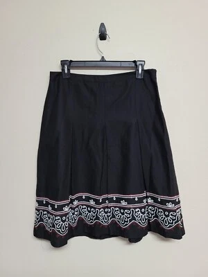 Falda mujer ANN TAYLOR LOFT color negro plisada bordada mezcla de lino.Talla 4 Foto 1 de 4
