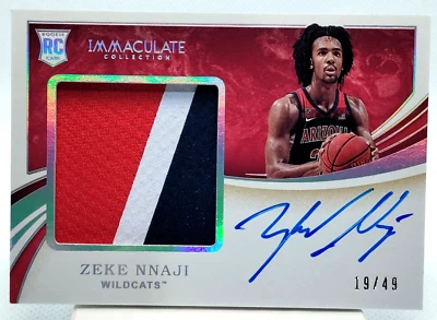 /49 Zeke Nnaji ROOKIE AUTO RPA 2020-21 Immaculate Autograph Patch Jersey SP RC - Image 1 of 2