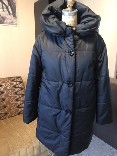 CAPPOTTO BUFFER KATE SPADE NERO ALAINE taglia L con cappuccio con colletto MOLTO CALDO! Nuovo WOT