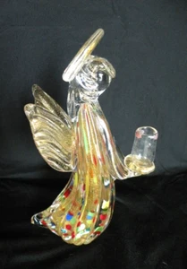 Vintage Murano Millefiori Gold Art Glass ANGEL Candle Holder 8" Tall x 5" Long - Picture 1 of 6