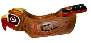 Wtg HAIDA - Canada West Coast indigenous hand carved & painted resin bowl - Imagen 1 de 16