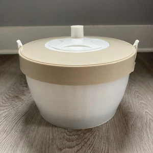 Vintage Hoan insalata lattuga spinner colino essiccatore beige plastica trasparente made in USA - Foto 1 di 14