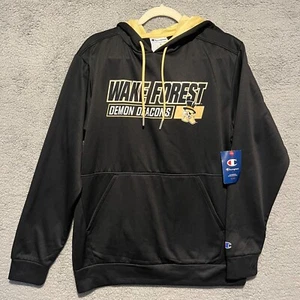 Wake Forest Demon Deacons Hoodie Size Medium Black Pullover Gold NWT - Picture 1 of 9