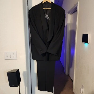 Blazer vintage Hardy Amies negro esmoquin/traje de cena solapas 54L W43" L32" +2,75" Foto 1 de 4