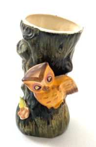 "Vaso vintage in ceramica gufo su albero metà secolo made in Japan 5,5" - Foto 1 di 6