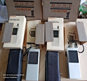 VINTAGE WORKING PAIR SONY TRANSCEIVER CB 801W RADIOS: BOXES MANUALS CASES JAPAN - Picture 1 of 9
