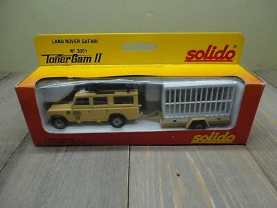 Solido Land Rover Safari Yellow 1/43 Scale With White Cage Trailer Used In Box - Image 1 of 4