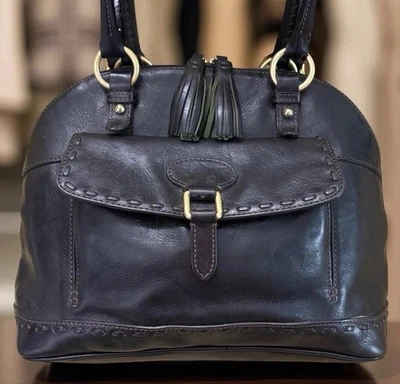 Dooney Bourke Black Florentine Leather Large Domed Satchel Shoulder Bag DB-02 - Image 1 of 4