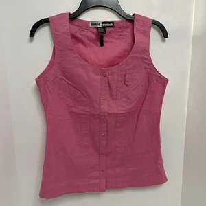 Jamie Sadock Damen S ärmellos durchgehende Knopfleiste Baumwoll-Leinen-Mischung rosa Top - Bild 1 von 5