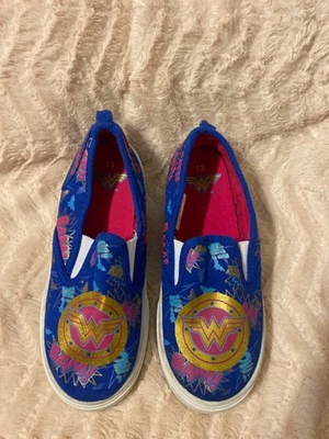 Wonder Woman Blue Canvas Slip On Casual Shoes Girls Size 13 - Image 1 of 4