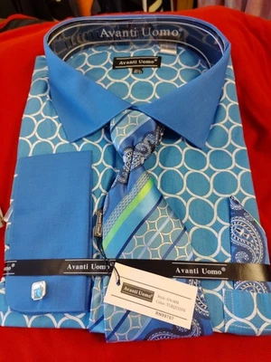 Camisa de vestir Avanti Uomo azul para hombre estilo DN68M 20,5/36/37 manga franch cuff Foto 1 de 4