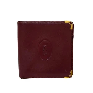 Auth Cartier Must Line - Bordeaux Leather Bifold Wallet - Picture 1 of 13