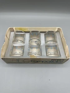Vintage Pyrex Compatibles Napkin Rings 54-2 Snowflake Blue Set Of 6 In Orig. Box - Picture 1 of 6