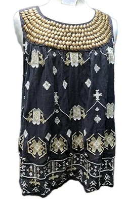 Top túnica bohemio sin mangas Lucky Brand para mujer talla XL bohemio bordado con tachuelas Foto 1 de 4