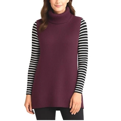 The Limited Burgundy Turtleneck Sleeveless Sweater Vest M Lagenlook 51-20 - Image 1 of 4