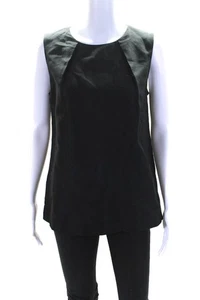 Lida Baday Womens Pleated Sateen Sleeveless Shell Top Blouse Black Size 8 - Picture 1 of 6
