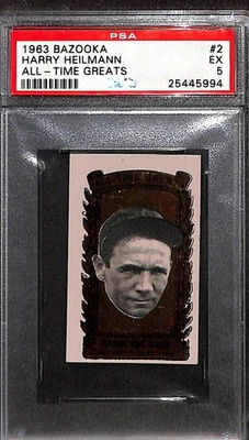 1963 Bazooka ATG Gold #2 Harry Heilmann PSA 5 EX 25445994  - Image 1 of 3