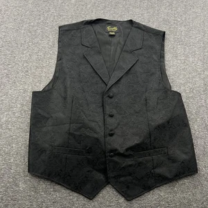 Scully Paisley Vest Men's XXL 2XL Classic Western Notch Lapel Black Fully Lined - Picture 1 of 9