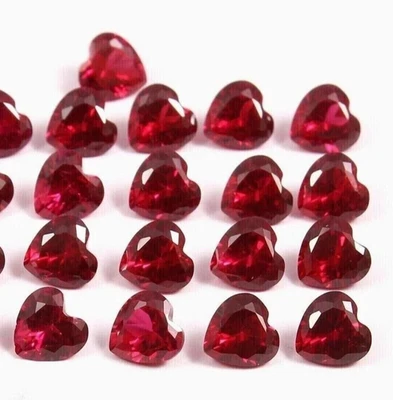 Certified 300 Ct Natural Burmese Red Ruby 25-32 Pcs Loose Heart Cut Gemstone Lot - Image 1 of 4