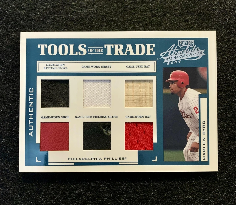 Playoff Absolute Memorabilia 2004 Marlon Byrd #/25 Herramientas del Comercio Material 6 Foto 1 de 2