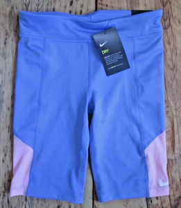 NEW Nike Dry Dri-Fit Training Shorts Girls Large Blue Pink Tight Fit CJ7562-478 - Picture 1 of 11