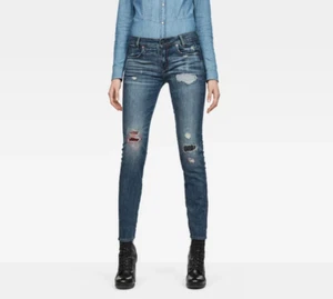 G-Star 'RE D-STAQ 5-POCKET MID SKINNY WMN' Medium Aged Restored 191 Size W25 L30 - Picture 1 of 6