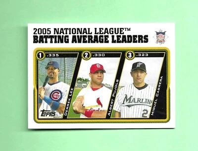 2005 Topps BATTING LEADERS Card # UH142 MIGUEL CABRERA/ALBERT PUJOLS/DERREK LEE - Image 1 of 2