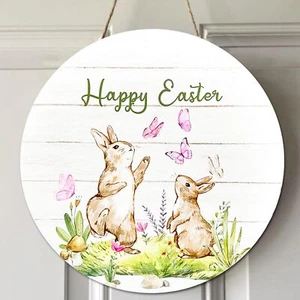 Easter Door DecorationsEaster WreathsEaster Wreath for Front Door Wooden East... - Picture 1 of 9