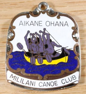 Vintage Sterlingsilber emailliert Aikane Ohana Kanu Club Charm Anhänger X606A - Bild 1 von 2