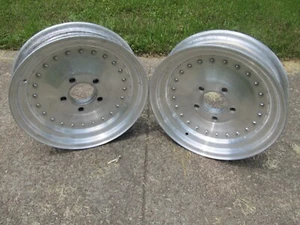 Vintage 15" X 3-1/2" 5 on 4-3/4" GM Chevy Centerline Auto Drag Front Wheel Pair - Picture 1 of 10