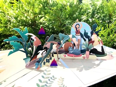 Tarjeta de Felicitación 3D Pop Up Yoga Gimnasio Entrenamiento Ejercicio Oficina Cumpleaños Mamá Madre Foto 1 de 4