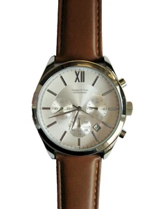 Herren-Chronograph Mit Datumsanzeige Stoppfunktion Leder Armbanduhr Edelstahl - Bild 1 von 5