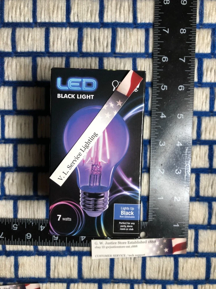 new LED 7 watt = 60w UV black light Bulb A19 Blacklight BLUE glow ships for 7¢* - Image 1 of 4
