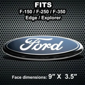 1PC BLUE & CHROME 2005-2014 Ford F150 FRONT GRILLE/ TAILGATE 9 inch Oval Emblem - Picture 1 of 6