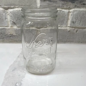 Clear Qt Kerr Self Sealing Reg. U.S. Pat. Off Wide Mouth Mason Canning Fruit Jar - Picture 1 of 5