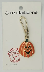 Liz Claiborne Carded My Best Friend Dog Canine Collar Enameled Pumpkin Charm - Picture 1 of 4