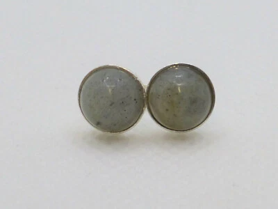 Ohrstecker Labradorit Cabochon Grau Silber 925  -verschiedene Grössen- - Bild 1 von 4