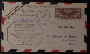 1930 USA First Flight Airmail cover Autographed by Hindenburg Zeppelin Crew - Picture 1 of 2